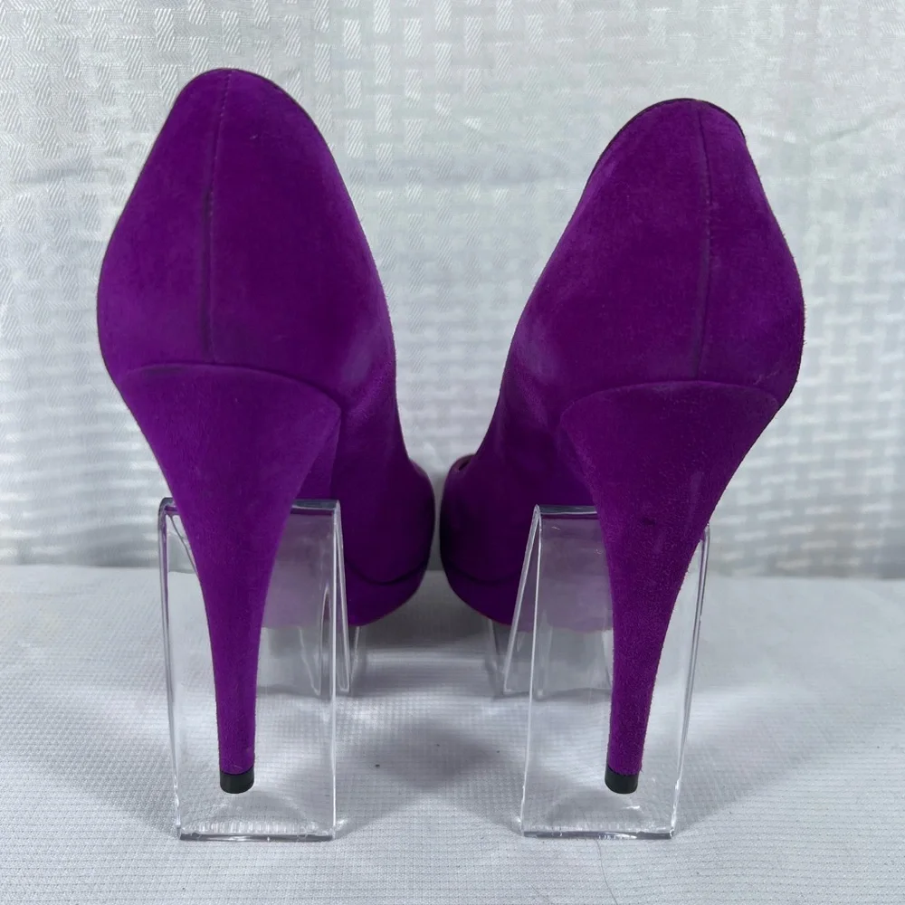 Yves Saint Laurent Rive Gauche Purple Suede Platform Pumps EU 37.5